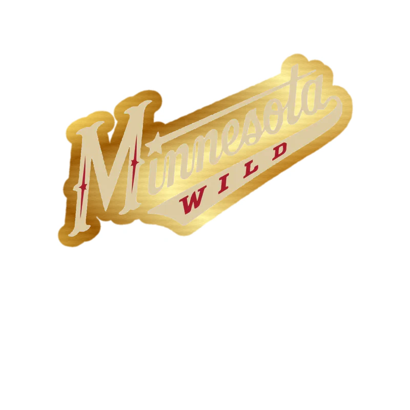 Minnesota Wild - Slanted Name - Gold Chrome Vinyl Sticker - Custom Size