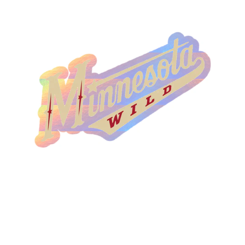 Minnesota Wild - Slanted Name - Holographic Vinyl Sticker - Custom Size