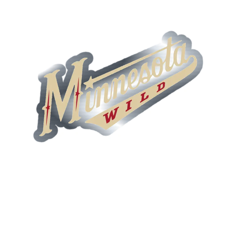 Minnesota Wild - Slanted Name - Silver Chrome Vinyl Sticker - Custom Size