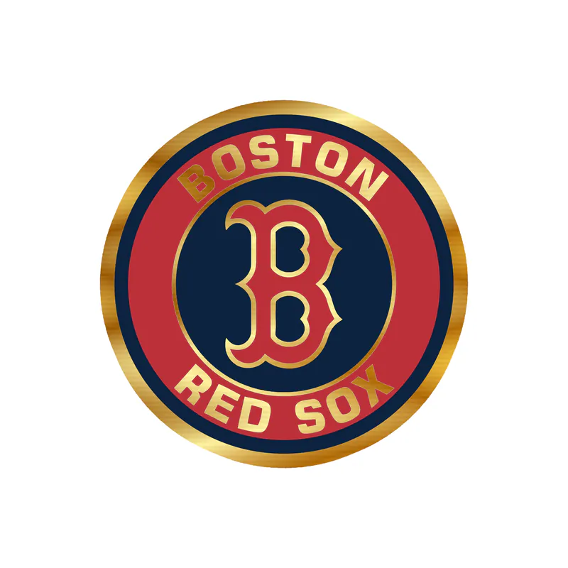 Boston Red Sox - Red And Blue Circle - Gold Chrome Vinyl Sticker - Custom Size