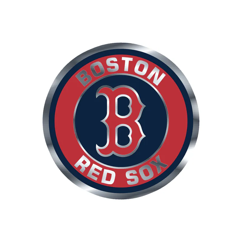 Boston Red Sox - Red And Blue Circle - Silver Chrome Vinyl Sticker - Custom Size