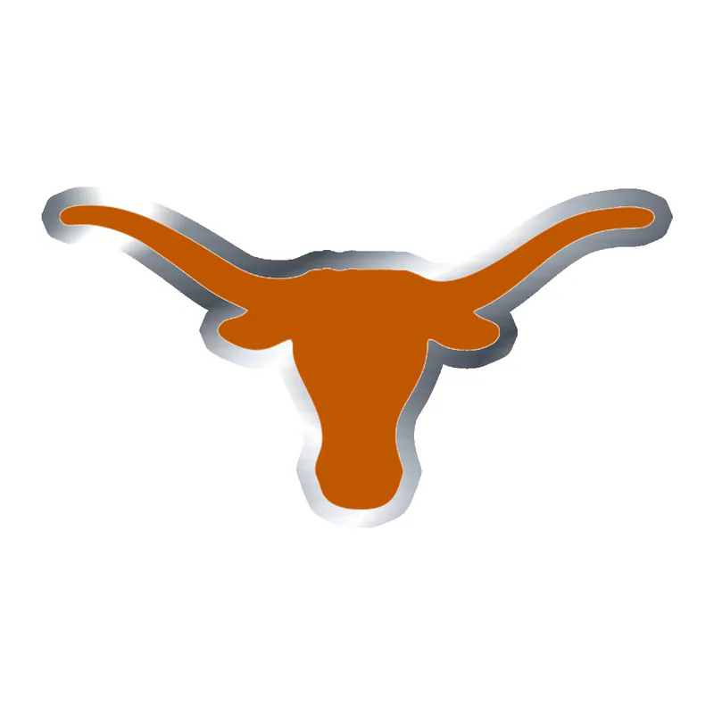 Texas Longhorns - Longhorn Head - Silver Chrome Vinyl Sticker - Custom Size