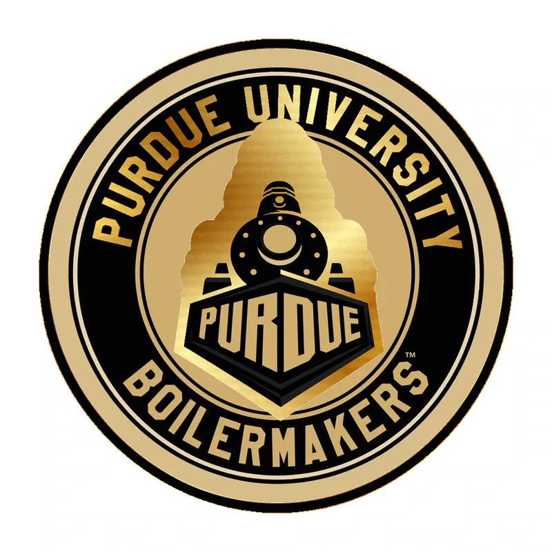 Purdue University Circle - Gold Chrome Vinyl Sticker - Custom Size