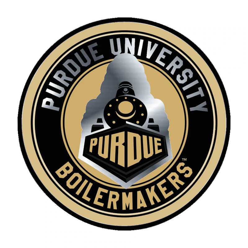 Purdue University Circle - Silver Chrome Vinyl Sticker - Custom Size