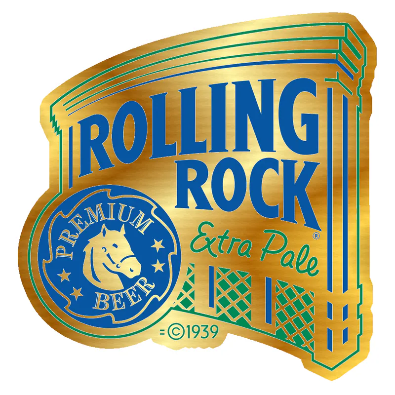 ROLLING ROCK 1 - Gold Chrome Vinyl Sticker - Custom Size