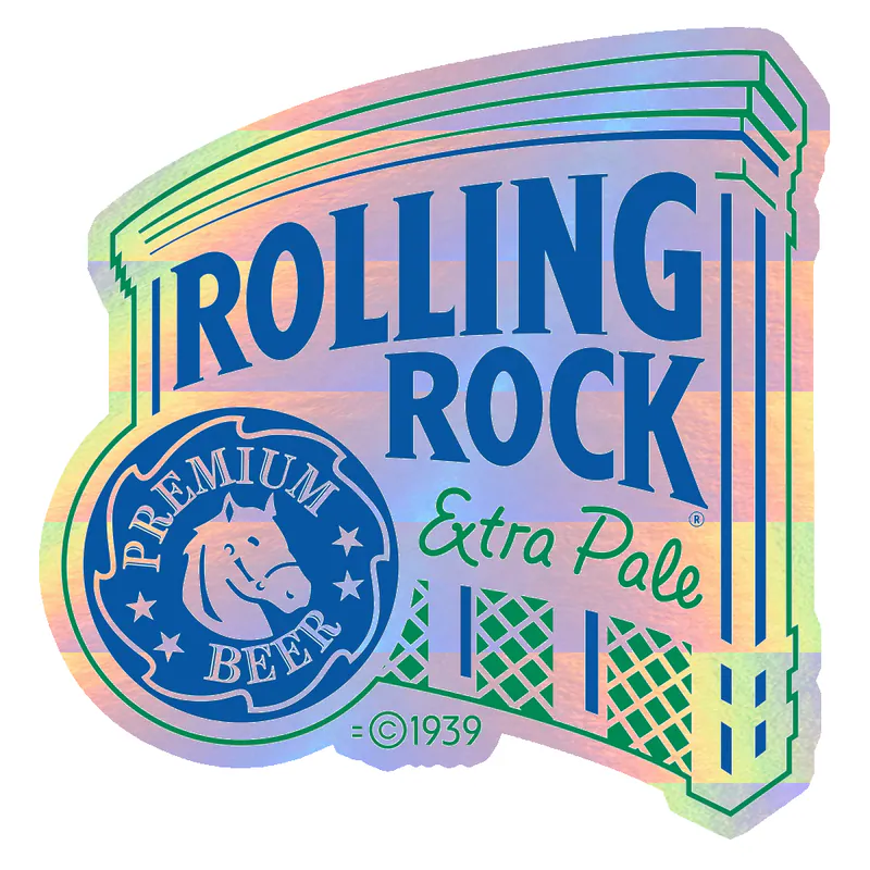 ROLLING ROCK 1 - Holographic Vinyl Sticker - Custom Size