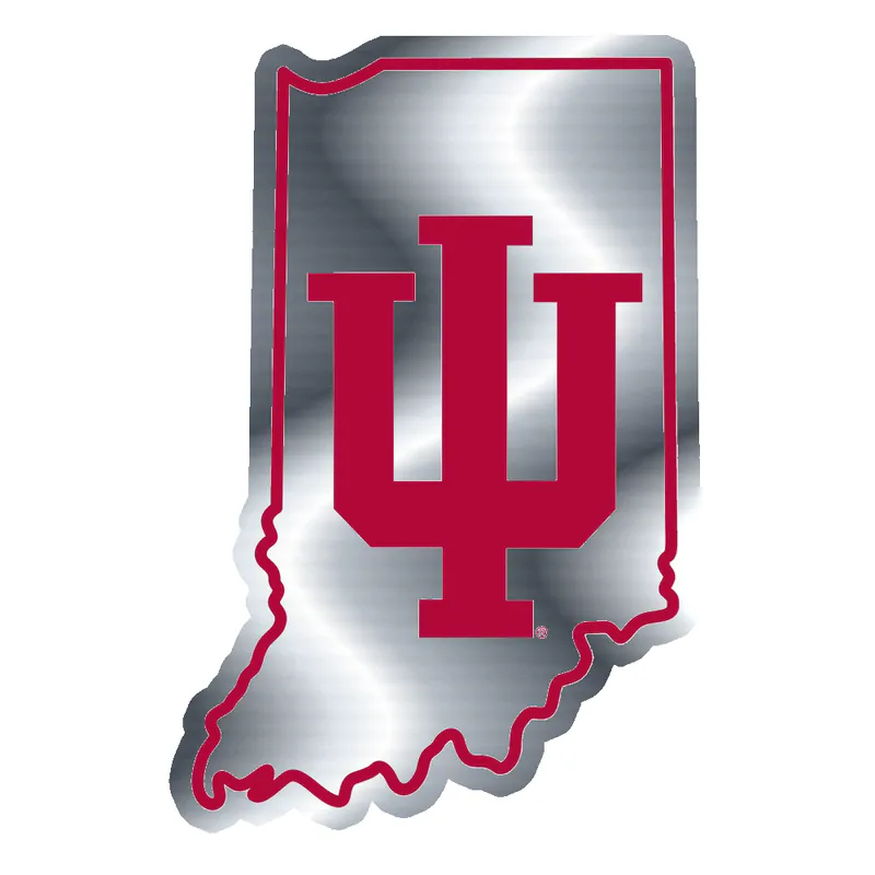 INDIANA HOOSIERS STATE - Silver Chrome Vinyl Sticker - Custom Size