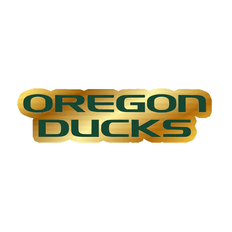 Oregon Ducks 2 - Gold Chrome Vinyl Sticker - Custom Size