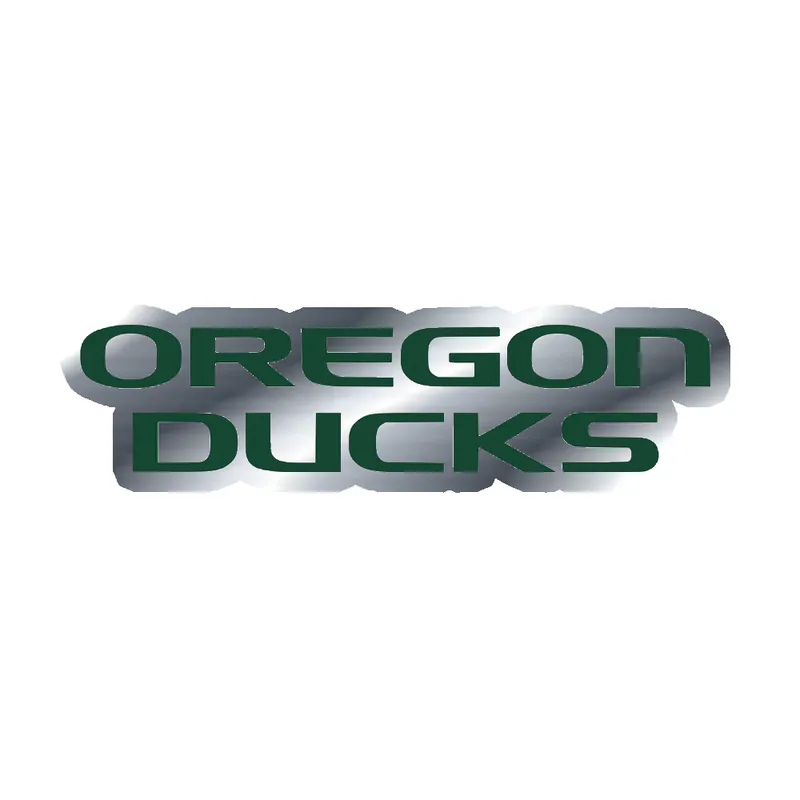 Oregon Ducks 2 - Silver Chrome Vinyl Sticker - Custom Size