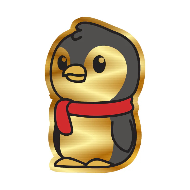Penguin - Gold Chrome Vinyl Sticker - Custom Size