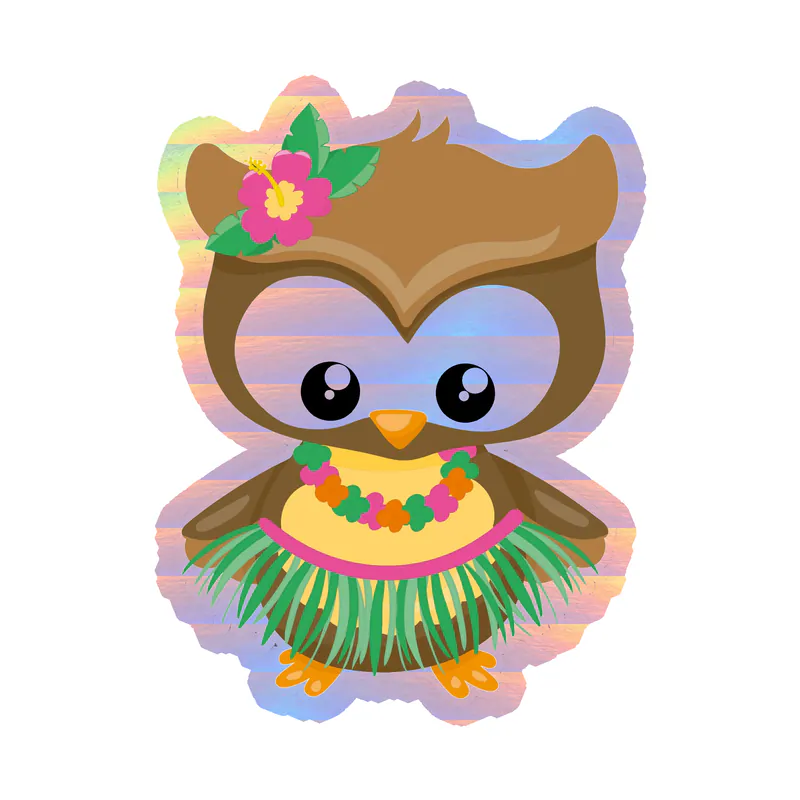 Summer Owl - Holographic Vinyl Sticker - Custom Size