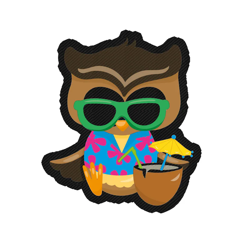 Owl With Green Glasses - Carbon Fiber Vinyl Sticker - Custom Size