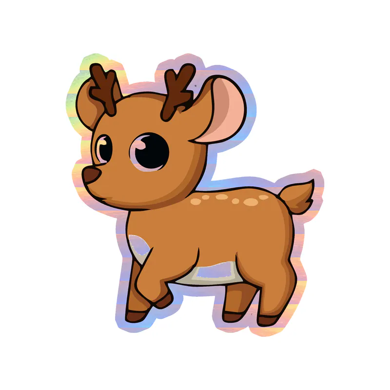 Reindeer - Holographic Vinyl Sticker - Custom Size