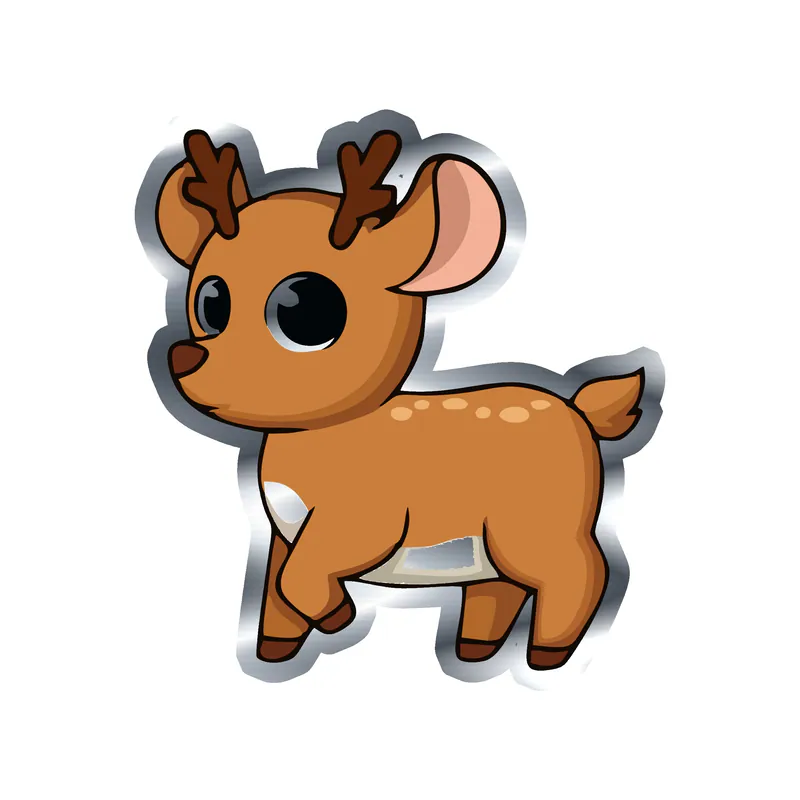 Reindeer - Silver Chrome Vinyl Sticker - Custom Size