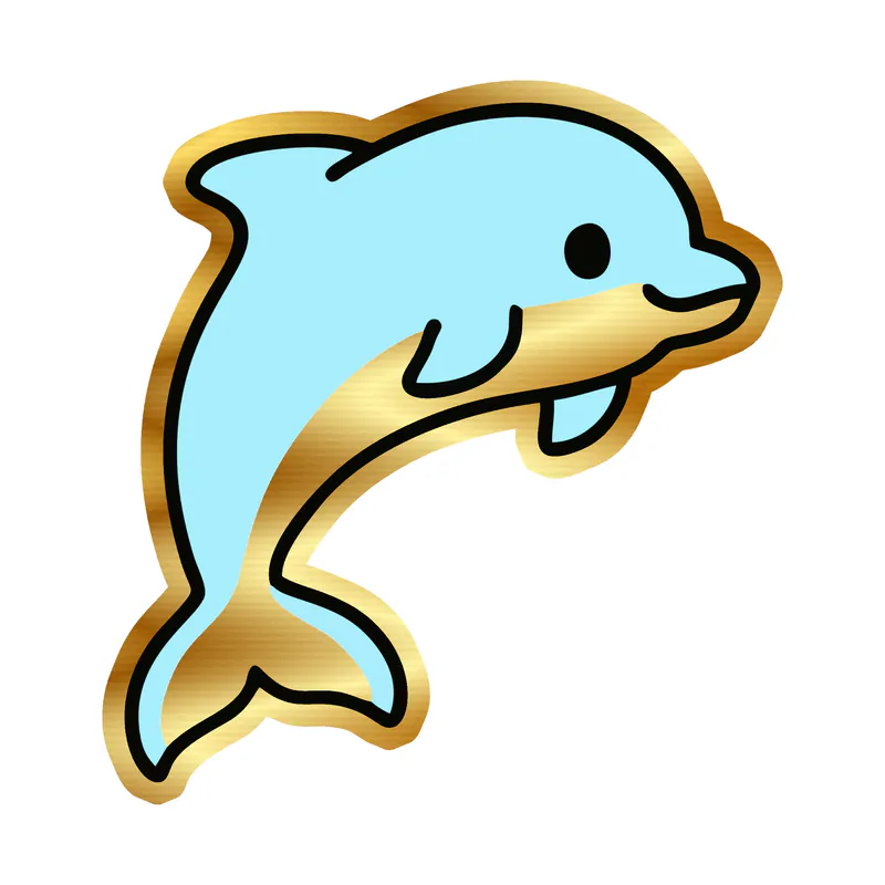 Dolphin - Gold Chrome Vinyl Sticker - Custom Size