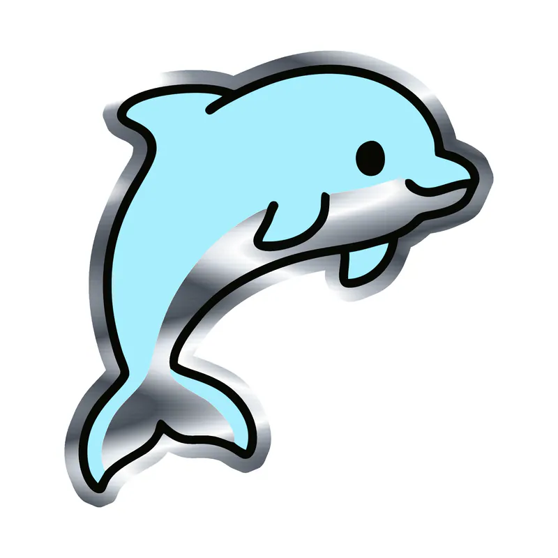 Dolphin - Silver Chrome Vinyl Sticker - Custom Size