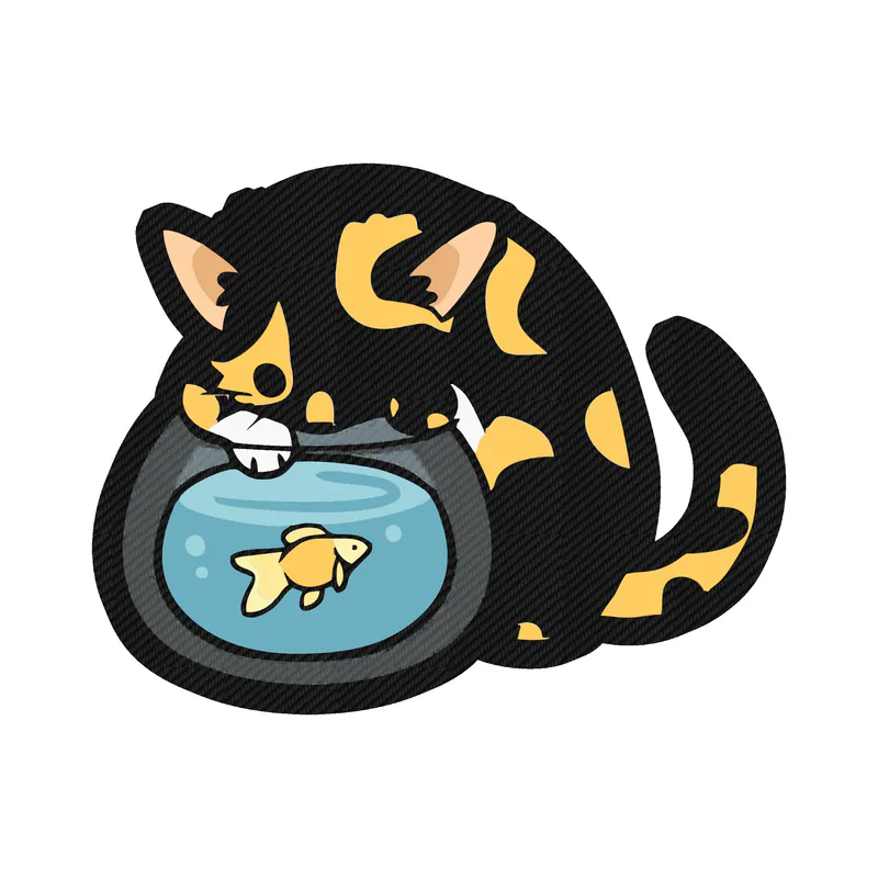 Cat Fish Bowl - Carbon Fiber Vinyl Sticker - Custom Size