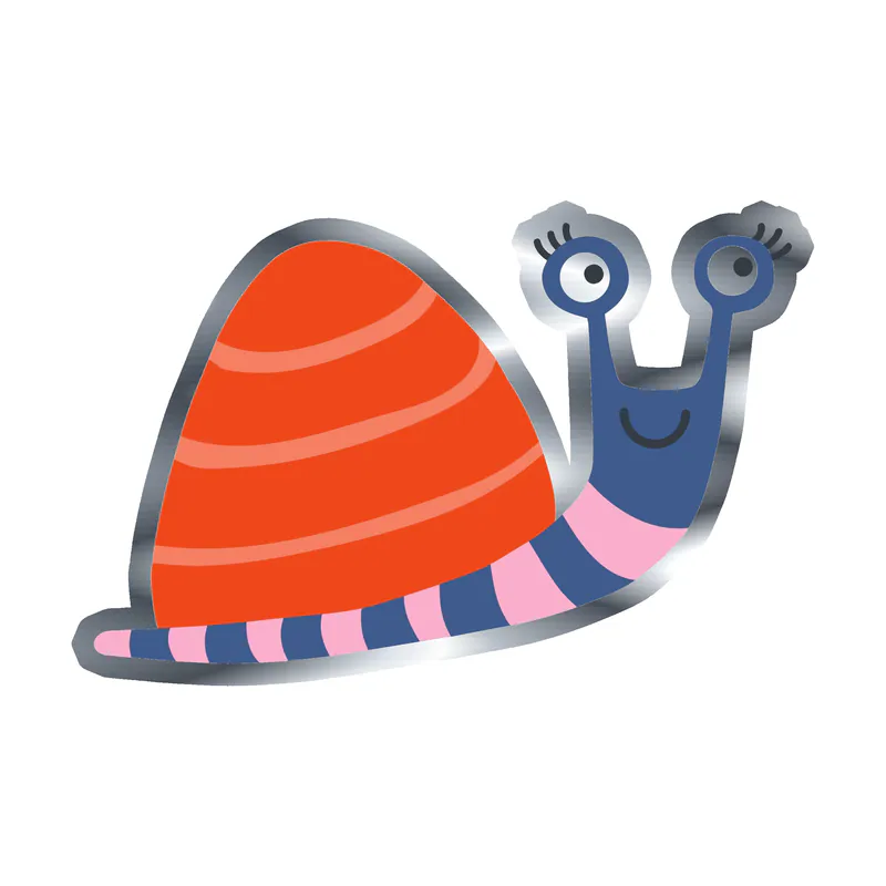 Snail - Silver Chrome Vinyl Sticker - Custom Size