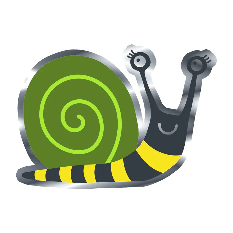 Snail - Silver Chrome Vinyl Sticker - Custom Size