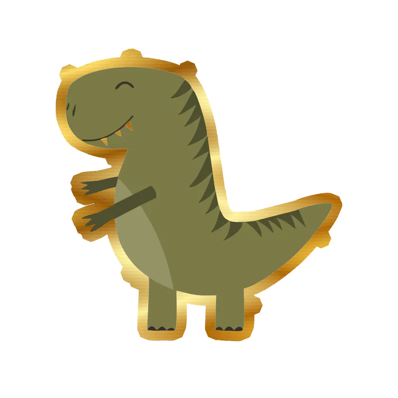 Dinosaur - Gold Chrome Vinyl Sticker - Custom Size