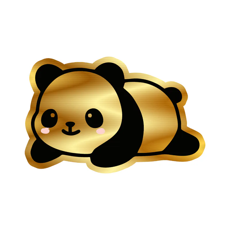 Panda - Gold Chrome Vinyl Sticker - Custom Size