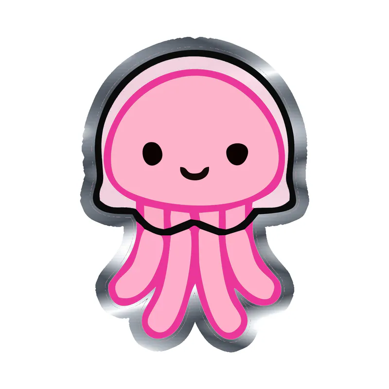 Jellyfish - Silver Chrome Vinyl Sticker - Custom Size