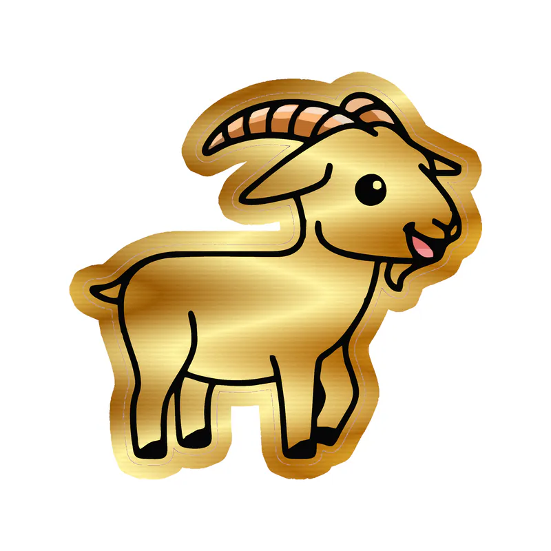 Goat - Gold Chrome Vinyl Sticker - Custom Size