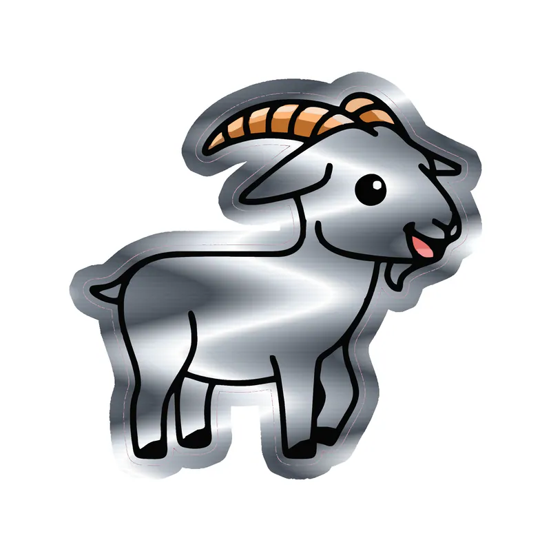 Goat - Silver Chrome Vinyl Sticker - Custom Size