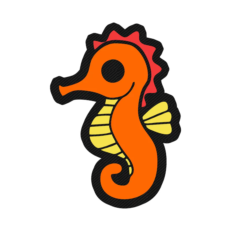 Orange Seahorse - Carbon Fiber Vinyl Sticker - Custom Size