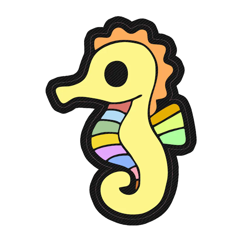 Yellow Seahorse - Carbon Fiber Vinyl Sticker - Custom Size