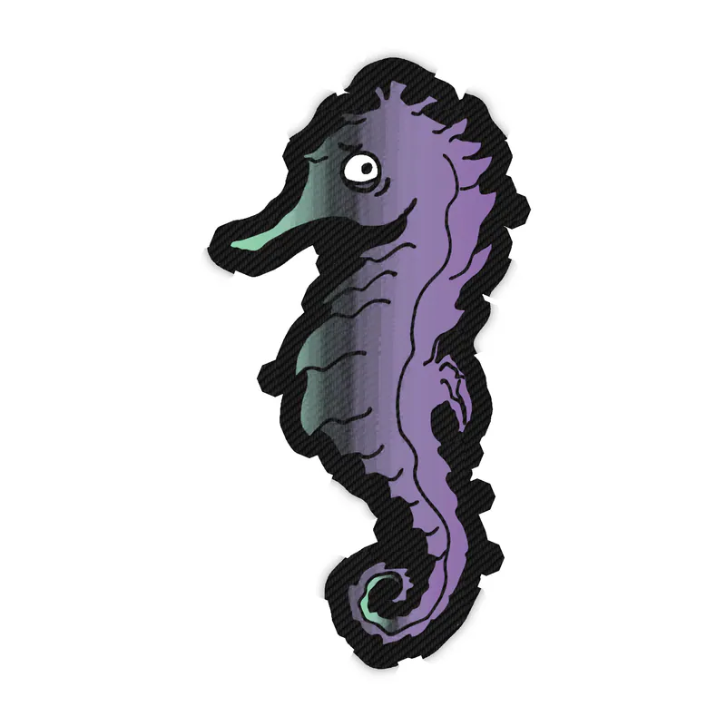 Purple Seahorse - Carbon Fiber Vinyl Sticker - Custom Size
