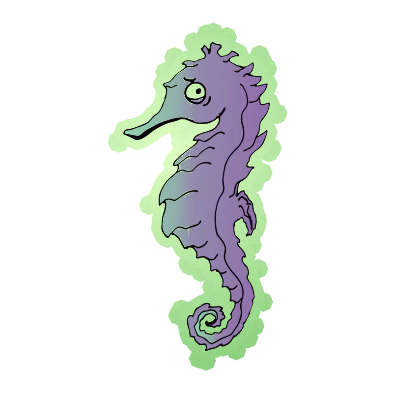 Purple Seahorse - Glow in the Dark Vinyl Sticker - Custom Size