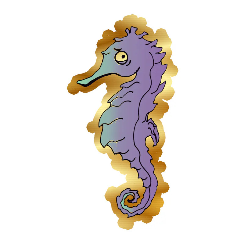 Purple Seahorse - Gold Chrome Vinyl Sticker - Custom Size