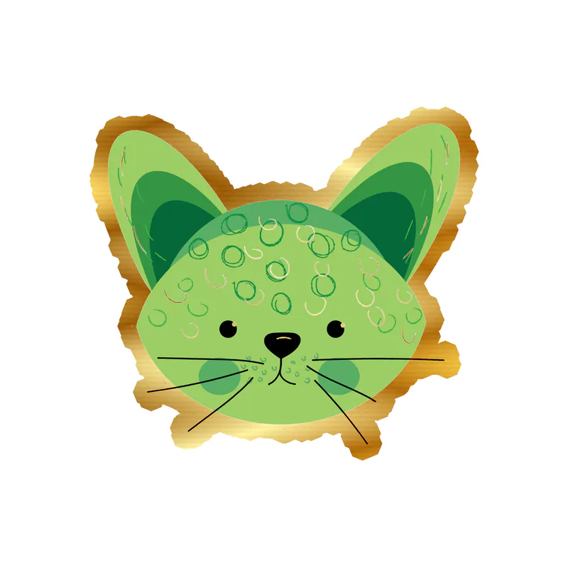 Green Cat - Gold Chrome Vinyl Sticker - Custom Size