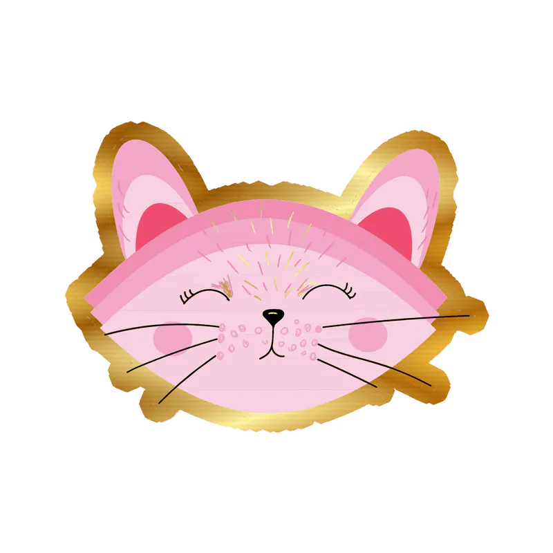 Pink Cat - Gold Chrome Vinyl Sticker - Custom Size