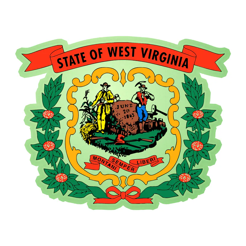 West Virginia Coat of Arms Glow in the Dark Vinyl Decal