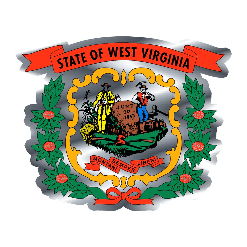 West Virginia Coat of Arms Silver Chrome Vinyl Decal