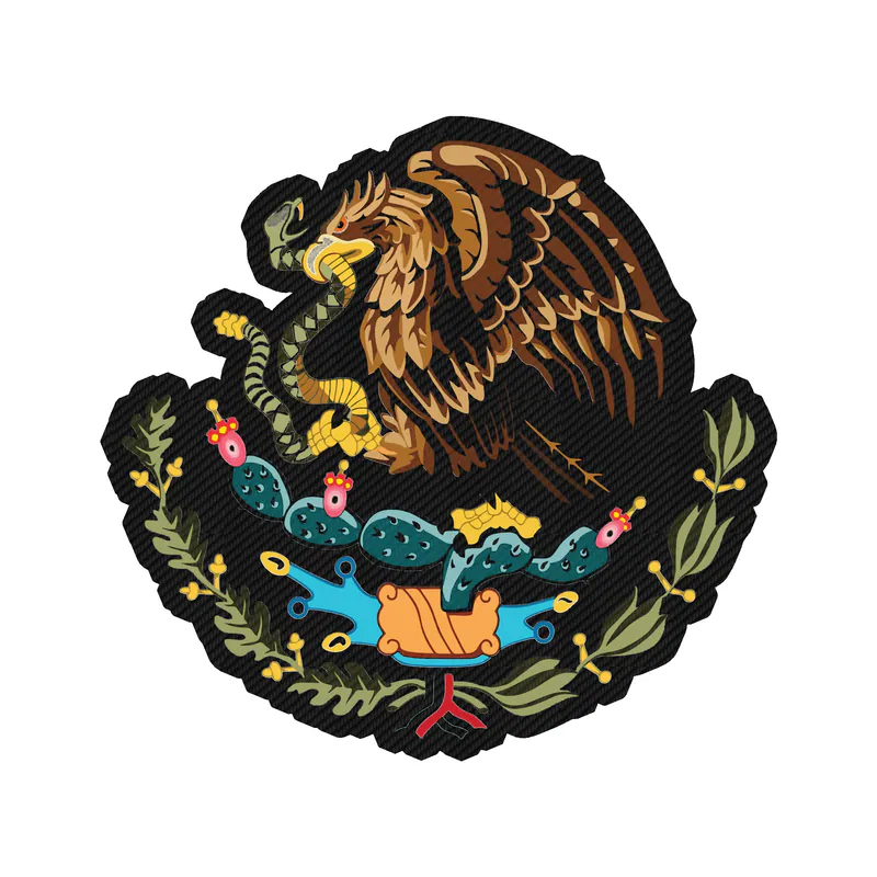 Mexico Coat of Arms Carbon Fiber Vinyl Decal