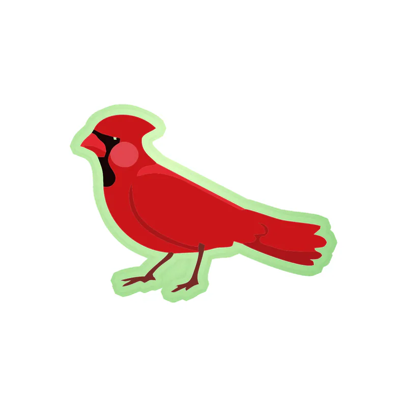 Bird - Cardinal - Glow in the Dark Vinyl Decal - Custom Size