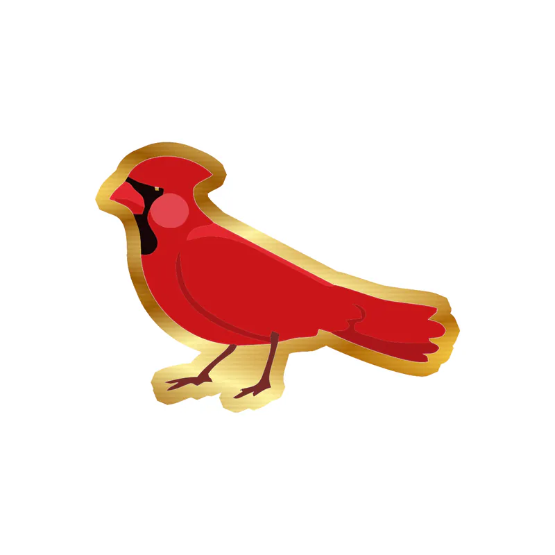 Bird - Cardinal - Gold Chrome Vinyl Decal - Custom Size