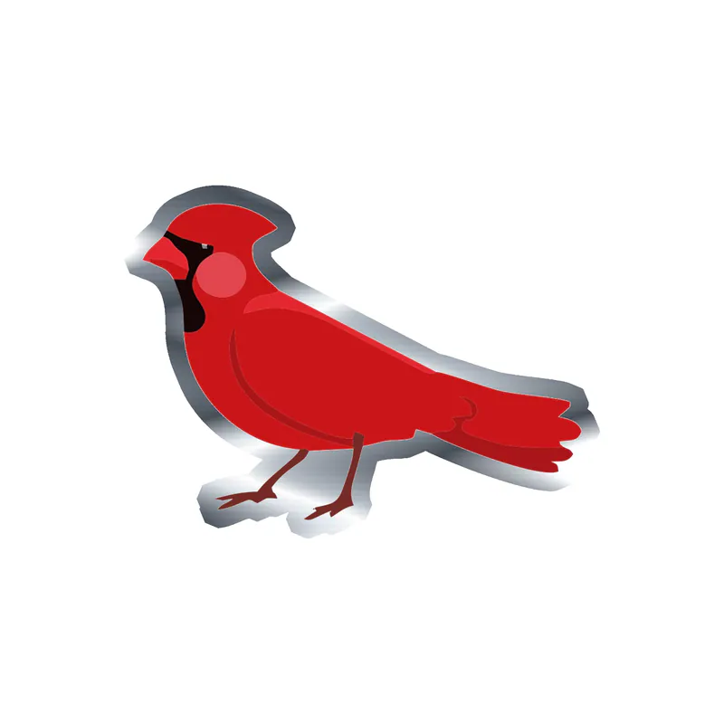 Bird - Cardinal - Silver Chrome Vinyl Decal - Custom Size