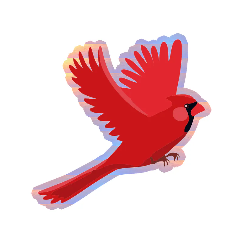 Bird - Cardinal - Holographic Vinyl Decal - Custom Size
