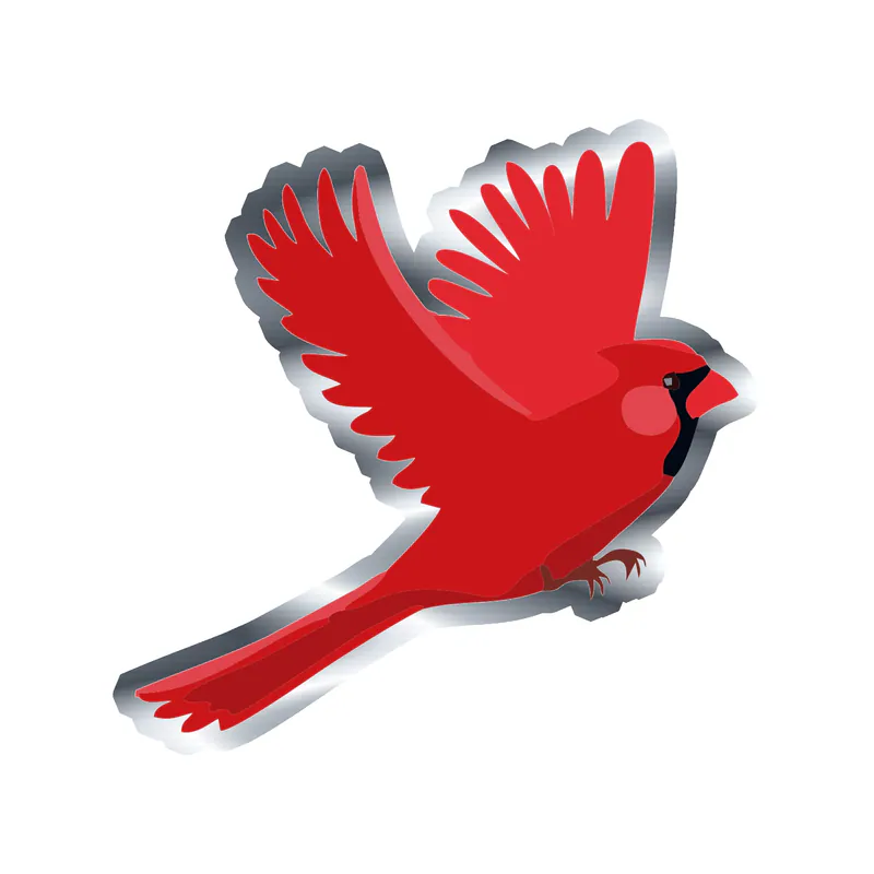 Bird - Cardinal - Silver Chrome Vinyl Decal - Custom Size