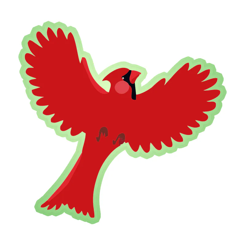 Bird - Cardinal - Glow in the Dark Vinyl Decal - Custom Size