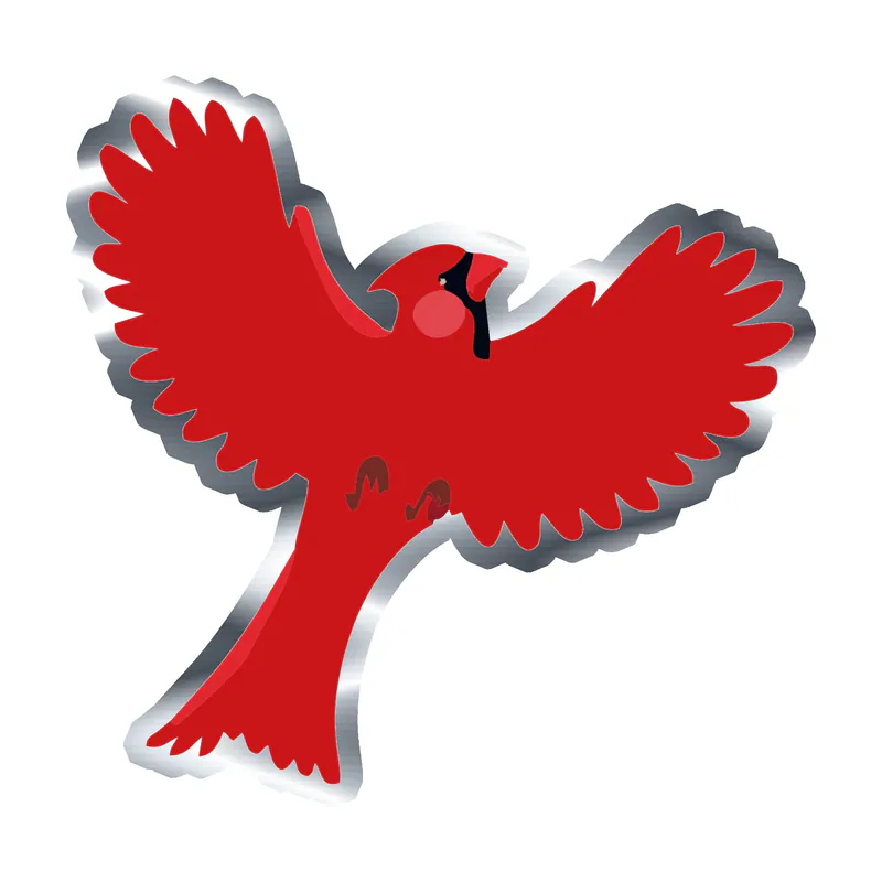 Bird - Cardinal - Silver Chrome Vinyl Decal - Custom Size
