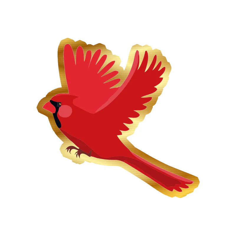 Bird - Cardinal - Gold Chrome Vinyl Decal - Custom Size