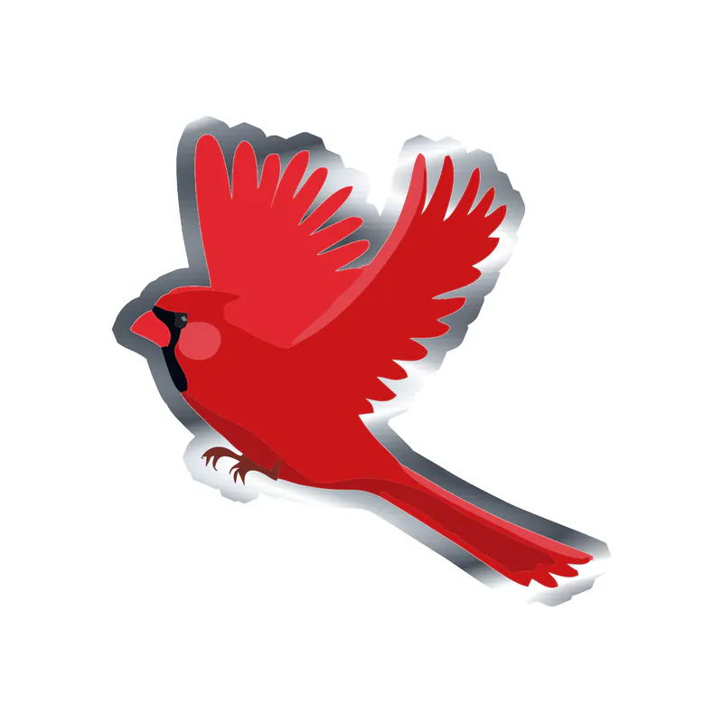 Bird - Cardinal - Silver Chrome Vinyl Decal - Custom Size