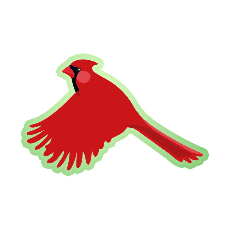 Bird - Cardinal - Glow in the Dark Vinyl Decal - Custom Size