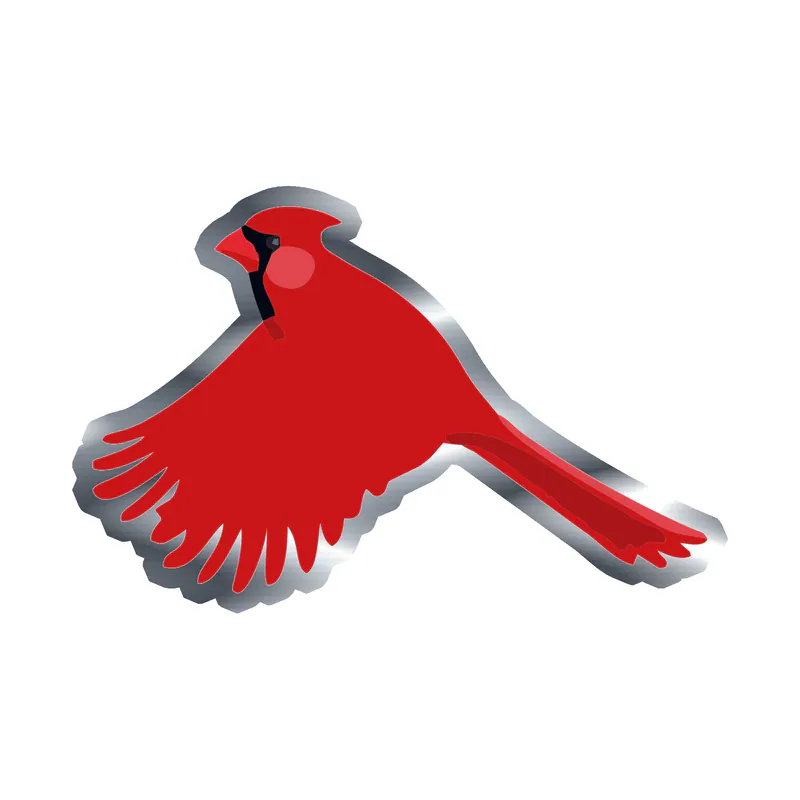 Bird - Cardinal - Silver Chrome Vinyl Decal - Custom Size