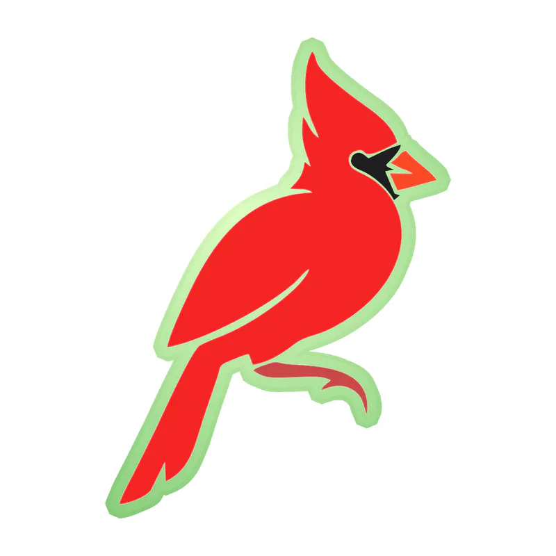 Bird - Cardinal - Glow in the Dark Vinyl Decal - Custom Size